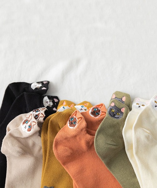 aimoha（アイモハ）の「かわいい ねこ 動物 靴下（ソックス/靴下・レディース・ベージュ/ブラック/グリーン/オレンジ/ホワイト/イエロー/カーキ・FREE）」の21枚目の写真