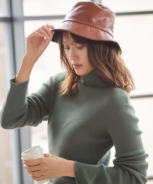 リバーシブルフェイクレザーバゲットハット
