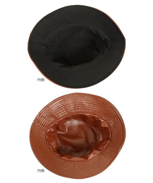 KOBE LETTUCE（コウベレタス）の「リバーシブルフェイクレザーバゲットハット（ハット・レディース・ブラック/ブラウン・FREE）」の9枚目の写真