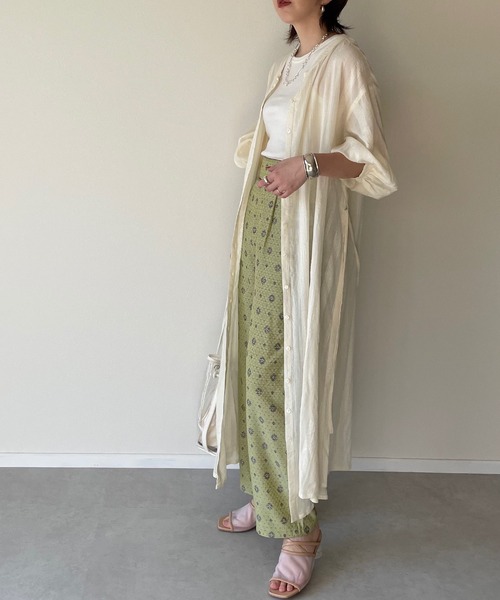 y/m by misato（イムバイミサト）の「コモン柄パイピングストレートパンツ（その他パンツ・レディース・ベージュ/グレー/グリーン・FREE）」の7枚目の写真