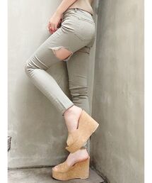 M/W BOTH RIPPEDカラースキニーパンツ