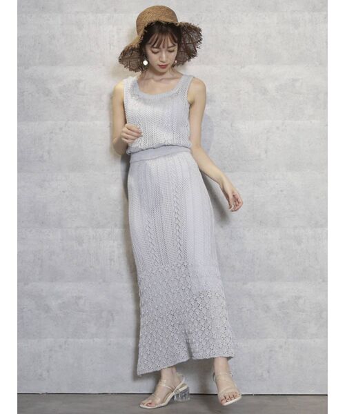 dazzlin（ダズリン）の「シアークロシェブラウジングワンピース（ワンピース・レディース・オフホワイト/ブルー/ベージュ・FREE）」の6枚目の写真