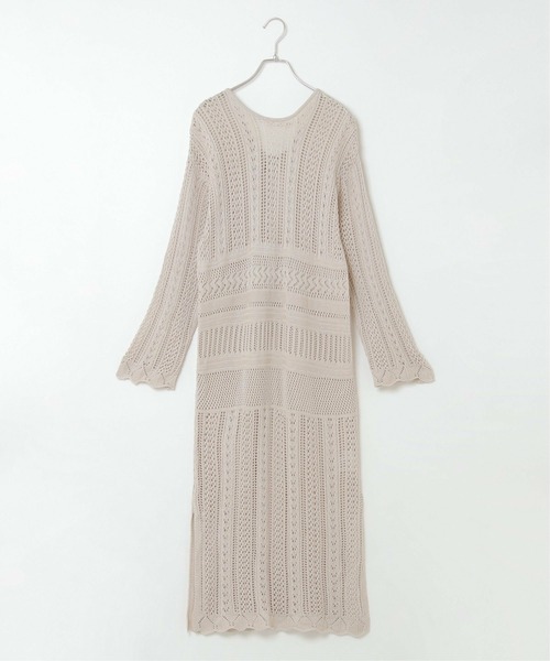 新品◇定価¥90300◼️HACHE アッシュ ニットチュニック NVワンピース 透かし編みニットワンピース（ワンピース）｜notch.（ノッチ）の