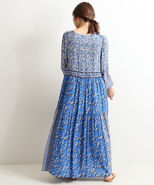 SLOBE IENA(スローブイエナ)の「Deveaux マルチパターンワンピース【手洗い可能】◆(ワンピース・レディース・ブルー・36/38)」の5枚目の写真