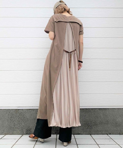 ワンピース ワンピース ドレスバックプリーツリボンワンピース ワンピース Q キュー のファッション