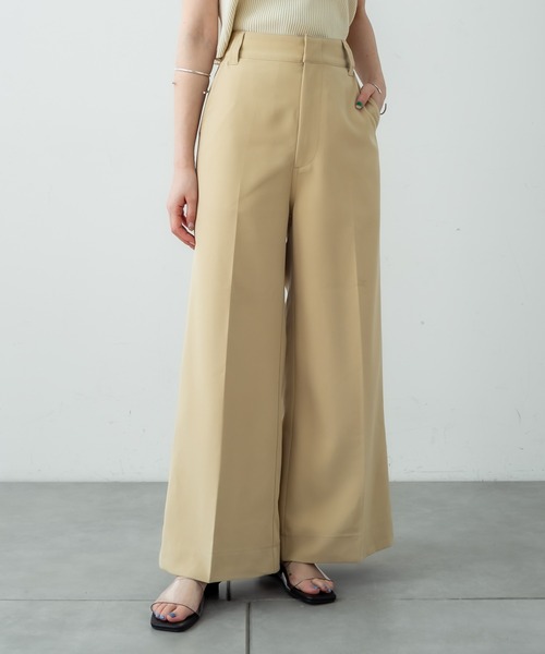 mystic（ミスティック）の「センタープレスワイドパンツ（スラックス・レディース・アイボリー/チャコールグレー/ベージュ/グリーン/ピンク・1/2）」の14枚目の写真