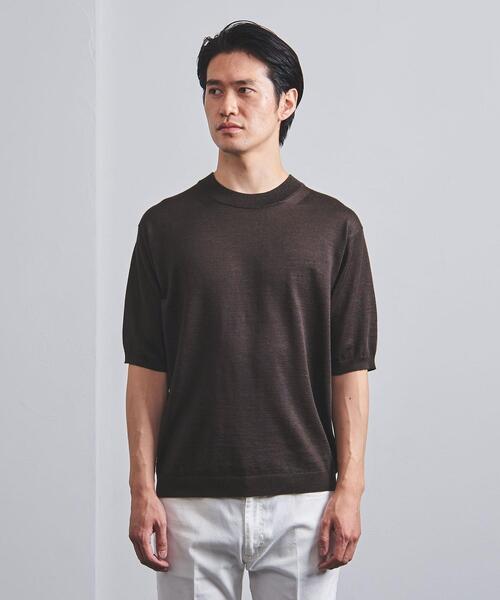 UNITED ARROWS（ユナイテッドアローズ）の「＜UNITED ARROWS＞ ラミー/ポリエステル ニット Tシャツ（ニット/セーター・メンズ・ダークブラウン/ダークグレー/オリーブ・SMALL/MEDIUM/LARGE/X-LARGE）」の4枚目の写真
