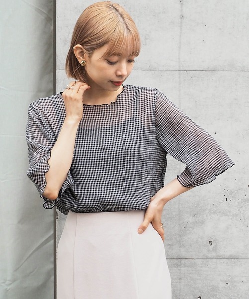 tiptop(ティップトップ)の「【2024SS新色登場】クリンクルシアー5分袖ブラウス×キャミセット(シャツ/ブラウス・レディース・ブラック/オフホワイト/ブルー/ライトグリーン/アイボリー/ホワイト系その他/A/B/グリーン/C/ブラック系その他/グレー系その他・FREE)」の10枚目の写真