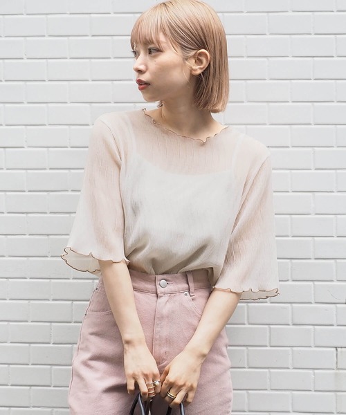 tiptop(ティップトップ)の「【2024SS新色登場】クリンクルシアー5分袖ブラウス×キャミセット(シャツ/ブラウス・レディース・ブラック/オフホワイト/ブルー/ライトグリーン/アイボリー/ホワイト系その他/A/B/グリーン/C/ブラック系その他/グレー系その他・FREE)」の17枚目の写真