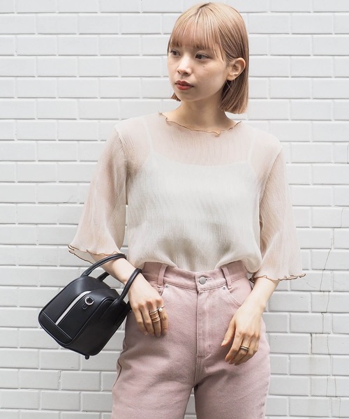 tiptop(ティップトップ)の「【2024SS新色登場】クリンクルシアー5分袖ブラウス×キャミセット(シャツ/ブラウス・レディース・ブラック/オフホワイト/ブルー/ライトグリーン/アイボリー/ホワイト系その他/A/B/グリーン/C/ブラック系その他/グレー系その他・FREE)」の18枚目の写真