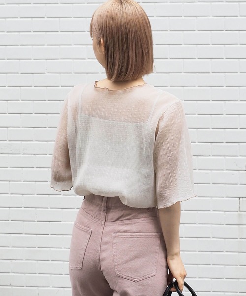 tiptop(ティップトップ)の「【2024SS新色登場】クリンクルシアー5分袖ブラウス×キャミセット(シャツ/ブラウス・レディース・ブラック/オフホワイト/ブルー/ライトグリーン/アイボリー/ホワイト系その他/A/B/グリーン/C/ブラック系その他/グレー系その他・FREE)」の20枚目の写真