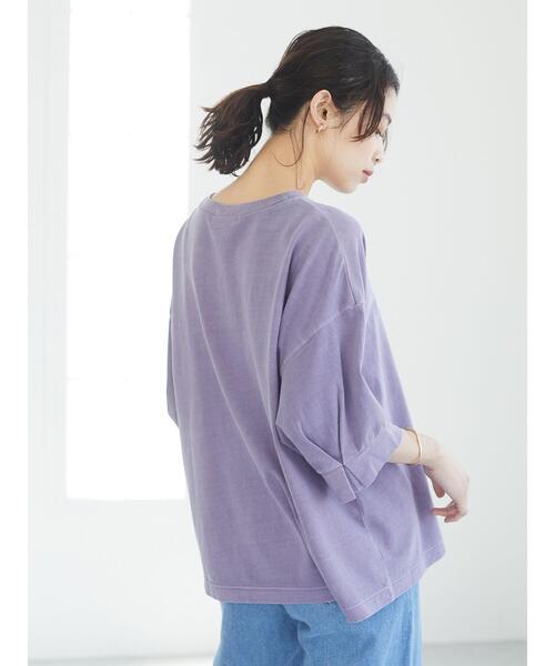 Green　Parks（グリーンパークス）の「加工ロゴTシャツ＊（Tシャツ/カットソー・レディース・ライトベージュ/パープル/チャコールグレー・FREE）」の16枚目の写真