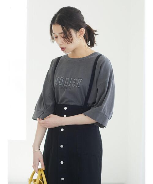 Green　Parks（グリーンパークス）の「加工ロゴTシャツ＊（Tシャツ/カットソー・レディース・ライトベージュ/パープル/チャコールグレー・FREE）」の21枚目の写真