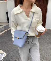 フェイクレザー ミニフラップショルダーバッグ