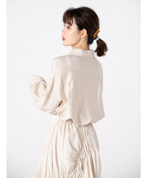 fifth calin(フィフスカラン)の「ランダムギャザーデザインスカート(スカート・レディース・ベージュ/ブルー系・MEDIUM)」の12枚目の写真