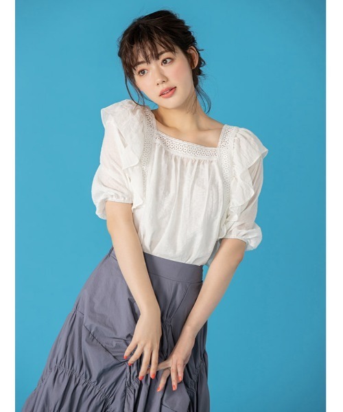 fifth calin(フィフスカラン)の「ランダムギャザーデザインスカート(スカート・レディース・ベージュ/ブルー系・MEDIUM)」の22枚目の写真