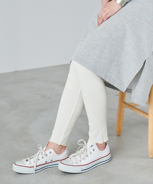 Chaco closet（チャコ クローゼット）の「裾フレアデザインコットンリブレギンス（レギンス/スパッツ・レディース・ブラック/グレー/オフホワイト・FREE）」の2枚目の写真