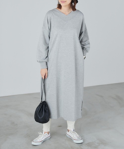 Chaco closet（チャコ クローゼット）の「裾フレアデザインコットンリブレギンス（レギンス/スパッツ・レディース・ブラック/グレー/オフホワイト・FREE）」の4枚目の写真