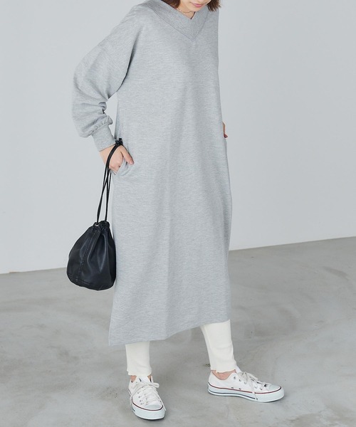 Chaco closet（チャコ クローゼット）の「裾フレアデザインコットンリブレギンス（レギンス/スパッツ・レディース・ブラック/グレー/オフホワイト・FREE）」の6枚目の写真