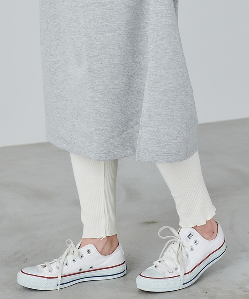 Chaco closet（チャコ クローゼット）の「裾フレアデザインコットンリブレギンス（レギンス/スパッツ・レディース・ブラック/グレー/オフホワイト・FREE）」の7枚目の写真