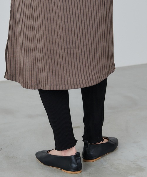 Chaco closet（チャコ クローゼット）の「裾フレアデザインコットンリブレギンス（レギンス/スパッツ・レディース・ブラック/グレー/オフホワイト・FREE）」の11枚目の写真