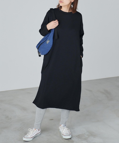 Chaco closet（チャコ クローゼット）の「裾フレアデザインコットンリブレギンス（レギンス/スパッツ・レディース・ブラック/グレー/オフホワイト・FREE）」の12枚目の写真