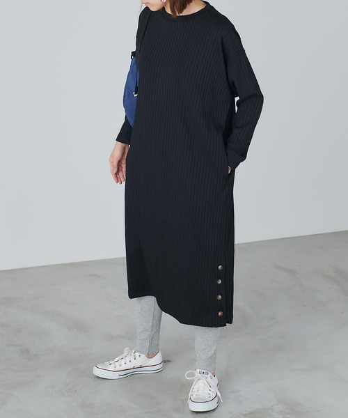 Chaco closet（チャコ クローゼット）の「裾フレアデザインコットンリブレギンス（レギンス/スパッツ・レディース・ブラック/グレー/オフホワイト・FREE）」の13枚目の写真