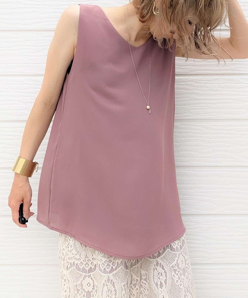 Q（キュー）の「シアーノースリブラウス（シャツ/ブラウス・レディース・ライトグレー/ブラック/テラコッタ・MEDIUM）」の3枚目の写真