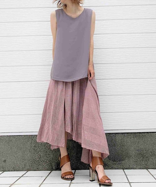 Q（キュー）の「シアーノースリブラウス（シャツ/ブラウス・レディース・ライトグレー/ブラック/テラコッタ・MEDIUM）」の7枚目の写真