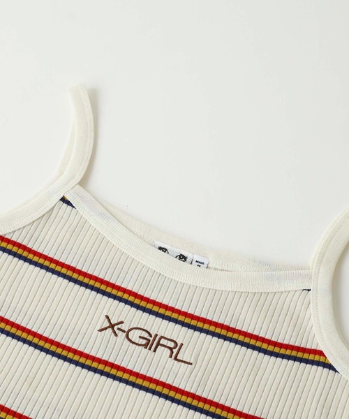 X-girl（エックスガール）の「MULTI STRIPE CAMISOLE（キャミソール・レディース・ホワイト/ライトグリーン/ブラック・M/S）」の10枚目の写真