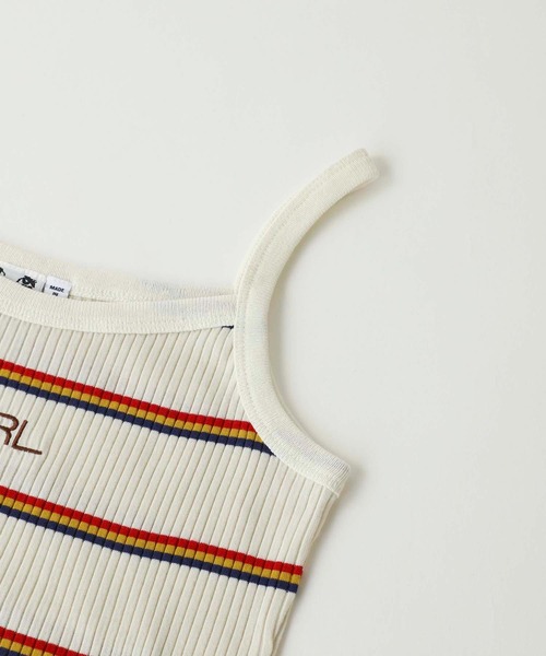 X-girl（エックスガール）の「MULTI STRIPE CAMISOLE（キャミソール・レディース・ホワイト/ライトグリーン/ブラック・M/S）」の11枚目の写真