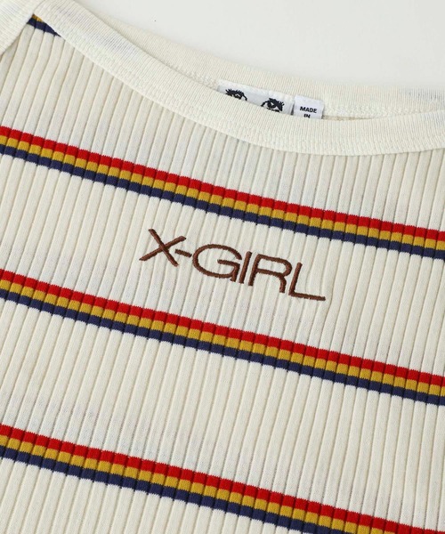 X-girl（エックスガール）の「MULTI STRIPE CAMISOLE（キャミソール・レディース・ホワイト/ライトグリーン/ブラック・M/S）」の12枚目の写真