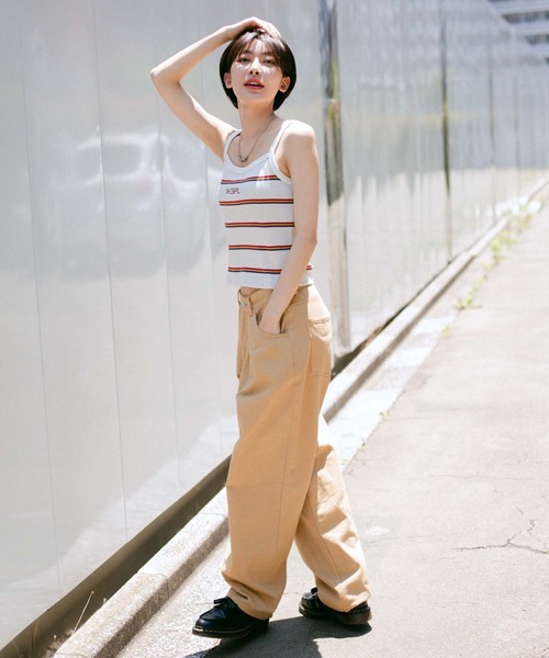 X-girl（エックスガール）の「MULTI STRIPE CAMISOLE（キャミソール・レディース・ホワイト/ライトグリーン/ブラック・M/S）」の15枚目の写真