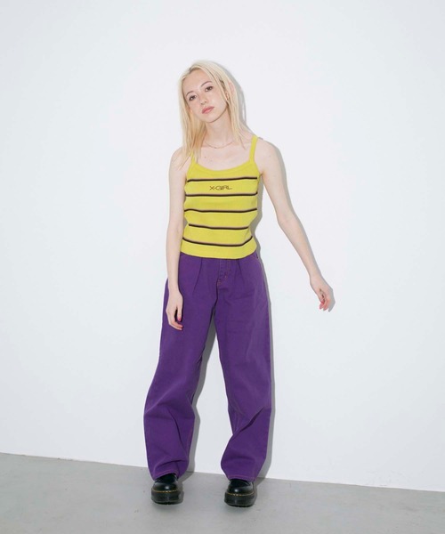 X-girl（エックスガール）の「MULTI STRIPE CAMISOLE（キャミソール・レディース・ホワイト/ライトグリーン/ブラック・M/S）」の18枚目の写真