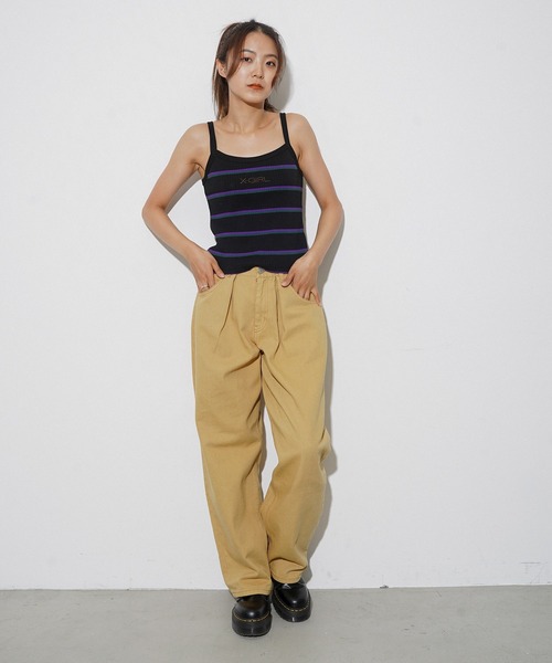 X-girl（エックスガール）の「MULTI STRIPE CAMISOLE（キャミソール・レディース・ホワイト/ライトグリーン/ブラック・M/S）」の19枚目の写真