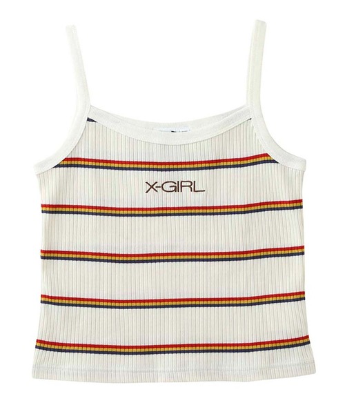 X-girl（エックスガール）の「MULTI STRIPE CAMISOLE（キャミソール・レディース・ホワイト/ライトグリーン/ブラック・M/S）」の8枚目の写真
