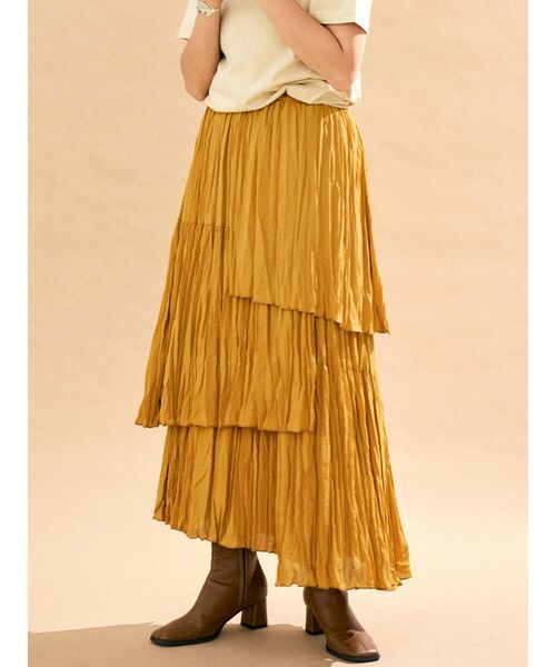 Ungrid（アングリッド）の「レイヤードシフォンデザインスカート（スカート・レディース・オフホワイト/マスタード・FREE）」の20枚目の写真