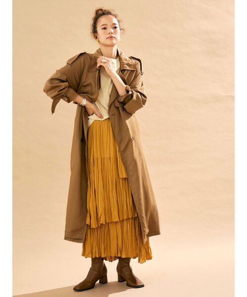 Ungrid（アングリッド）の「レイヤードシフォンデザインスカート（スカート・レディース・オフホワイト/マスタード・FREE）」の3枚目の写真