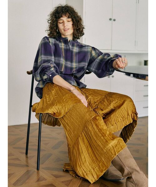 Ungrid（アングリッド）の「レイヤードシフォンデザインスカート（スカート・レディース・オフホワイト/マスタード・FREE）」の7枚目の写真