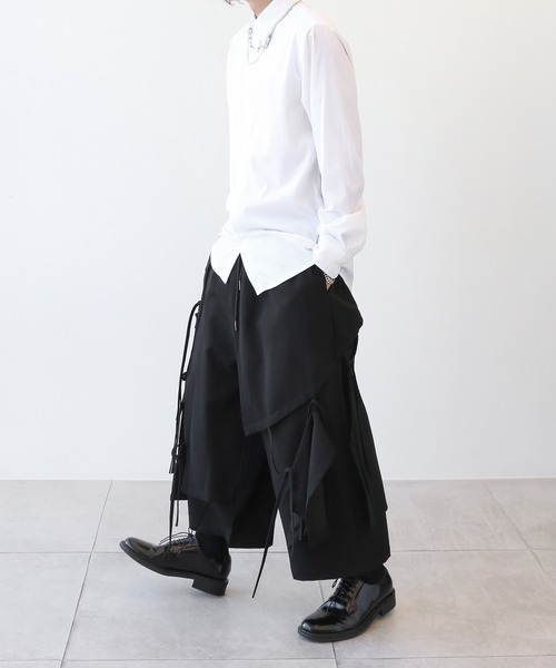 minsobi（ミンソビ）の「マルチストラップワイドパンツ　レイヤードイージーパンツ　ルーズシルエットロングパンツ（その他パンツ・メンズ・ブラック・FREE）」の6枚目の写真