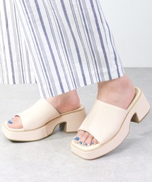 LibertyDoll | Liberty doll / センターシームバルキーソール　スクエア厚底サンダル　スライドサンダル(4129)(サンダル)