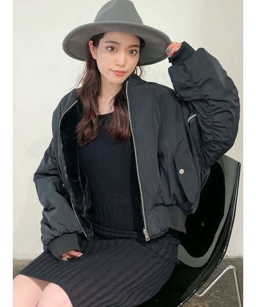 GYDA（ジェイダ）の「リバーシブルエコファーMA-1（MA-1・レディース・ブラック/ベージュ/オリーブ・FREE）」の12枚目の写真