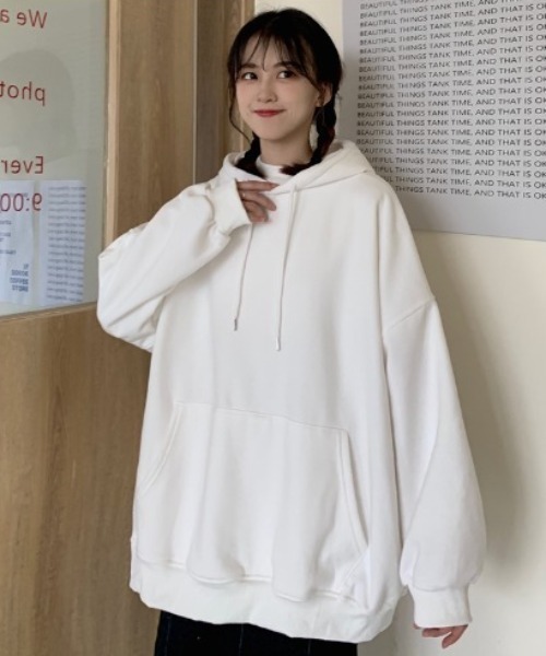 SETUP7(セットアップセブン)の「たっぷりボリュームで華奢見え。【SETUP7】スーパービッグスウェットパーカー KNF ※(パーカー・レディース・レッド/ブラック/ホワイト/オレンジ/ブルー・FREE)」の10枚目の写真