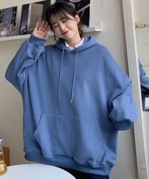 SETUP7(セットアップセブン)の「たっぷりボリュームで華奢見え。【SETUP7】スーパービッグスウェットパーカー KNF ※(パーカー・レディース・レッド/ブラック/ホワイト/オレンジ/ブルー・FREE)」の15枚目の写真