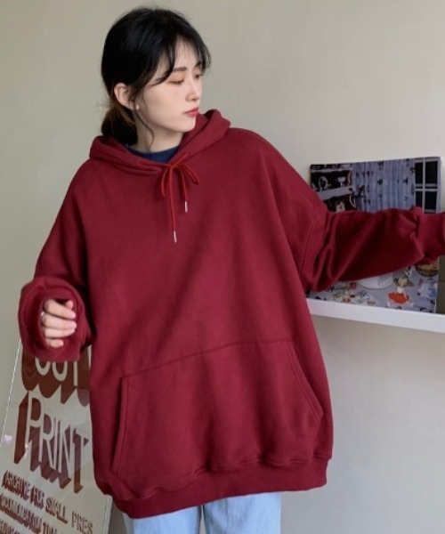 SETUP7(セットアップセブン)の「たっぷりボリュームで華奢見え。【SETUP7】スーパービッグスウェットパーカー KNF ※(パーカー・レディース・レッド/ブラック/ホワイト/オレンジ/ブルー・FREE)」の19枚目の写真