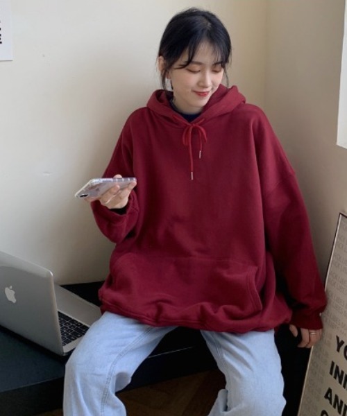 SETUP7(セットアップセブン)の「たっぷりボリュームで華奢見え。【SETUP7】スーパービッグスウェットパーカー KNF ※(パーカー・レディース・レッド/ブラック/ホワイト/オレンジ/ブルー・FREE)」の20枚目の写真