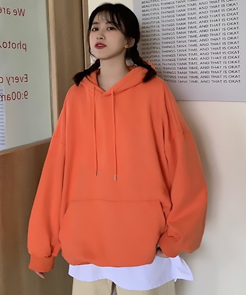 SETUP7(セットアップセブン)の「たっぷりボリュームで華奢見え。【SETUP7】スーパービッグスウェットパーカー KNF ※(パーカー・レディース・レッド/ブラック/ホワイト/オレンジ/ブルー・FREE)」の21枚目の写真