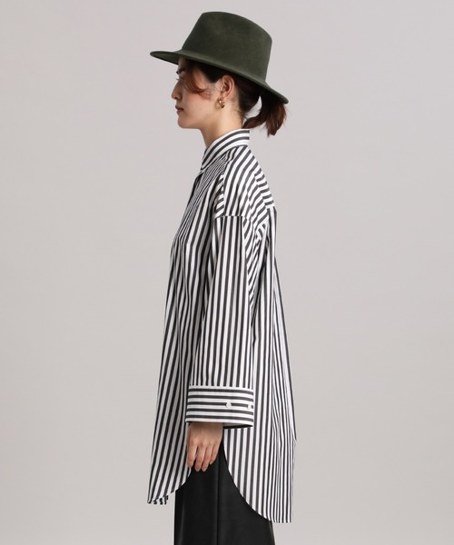 INED（イネド）の「2WAYワイドシャツ（シャツ/ブラウス・レディース・キャメル/ストライプ/オフホワイト・9号/5号）」の8枚目の写真