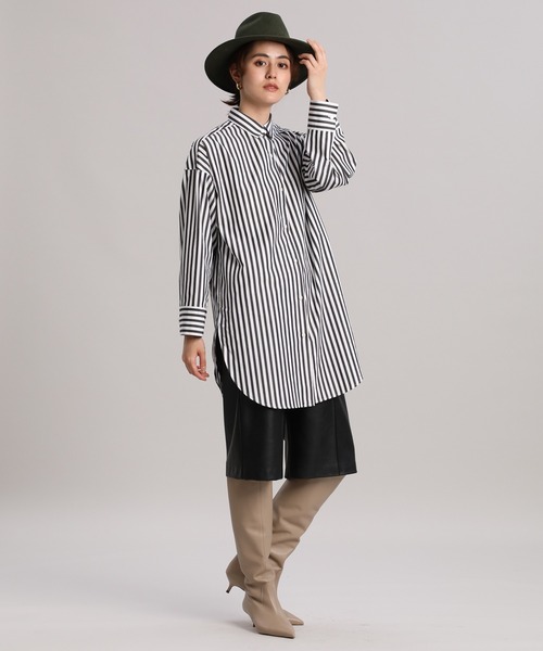 INED（イネド）の「2WAYワイドシャツ（シャツ/ブラウス・レディース・キャメル/ストライプ/オフホワイト・9号/5号）」の13枚目の写真