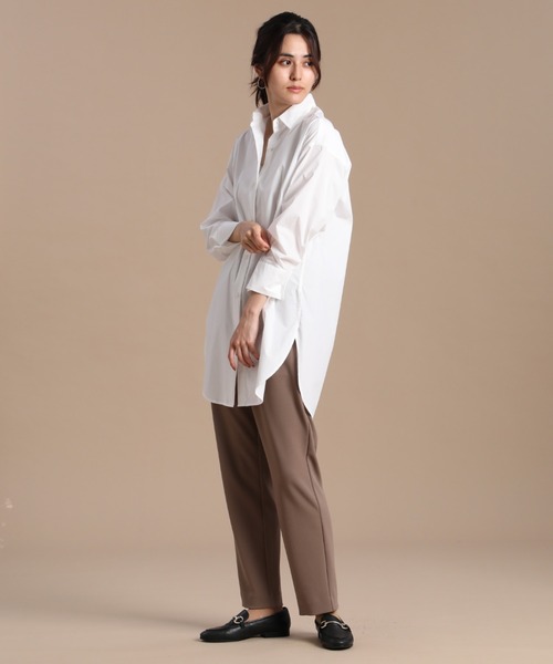 INED（イネド）の「2WAYワイドシャツ（シャツ/ブラウス・レディース・キャメル/ストライプ/オフホワイト・9号/5号）」の5枚目の写真